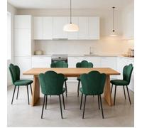 Lot de 6 chaise de salle à manger en Velours PIPIPOXER,Chaiese Avec dossier pétale parfaite,Pieds en métal noir,Vert