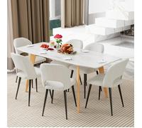Lot de 6 Chaise de Salle à Manger PIPIPOXER,Chaises de Cuisine en Métal et Velours et avec Dossier,pour Chambre,48x45x85 cm,Beige
