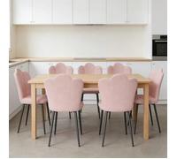 Lot de 6 chaise de salle à manger PIPIPOXER,Chaises Velours Avec dossier pétale parfaite,Pieds en métal noir,Rose