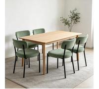 Lot de 6 Chaise de Salle à Manger Vert Peluche teddy VIVOLILV,Rembourrée Pieds Métal Noir,Scandinave,Pour Cuisine Salon Coiffeuse