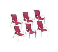 Happy Garden Chaises MARBELLA en textilène rose - aluminium blanc - Lot de 6