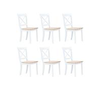 vidaXL Chaises à manger lot de 6 - Blanc et bois