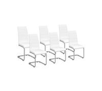 IDMarket Chaises Lot de 6 MIA – Blanches, pieds chromés