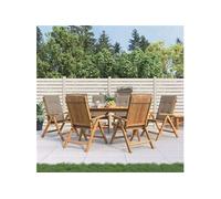 Lot de 6 chaise en teck pliable exterieur H. 104 cm marron