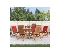 vidaXL Chaises de jardin – Lot de 6 avec coussins – Bois massif teck