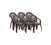 Pegane Lot de 6 chaises de jardin - Marron