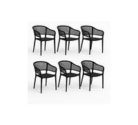 Chaises de Jardin Empilables 6 Pièces PEGANE - Résine Noire
