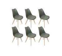MEDALINE - Lot de 6 Chaises Scandinaves Kaki