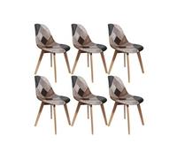 MELO - Lot de 6 Chaises Scandinaves Aspect Vieux Cuir