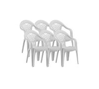 Pegane Lot de 6 chaises de jardin empilables - Blanc