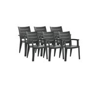 PEGANE Lot de 6 chaises de Jardin empilables en résine Coloris Gris - Longueur 59 x Profondeur 60 x Hauteur 90 cm