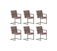 Lot de 6 chaise H. 91 cm empilable non pliable en fer interieur marron