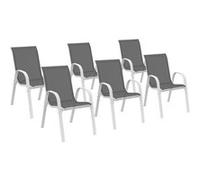 IDMARKET Lot de 6 chaises de jardin LYMA - Blanc et gris