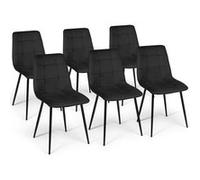 Lot de 6 chaises MILA en velours noir pour salle à manger