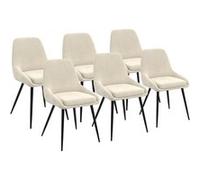 IDMarket - Lot de 6 chaises THALYA en Velours Beige avec accoudoirs