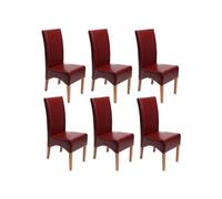 Lot de 6 chaises Latina, salle à manger, cuir reconstitué rouge, pieds clairs