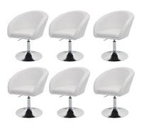 Lot de 6 chaises de salle à manger HWC-F19, chaise de cuisine pivotante Loungesessel, pivotante réglable en hauteur tissu/textile crème-blanc