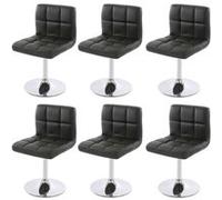 Mendler Lot de 6 chaises de salle à manger Kavala pivotantes similicuir chrome gris