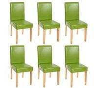 Lot de 6 chaises de séjour Littau simili-cuir, vert, pieds clairs