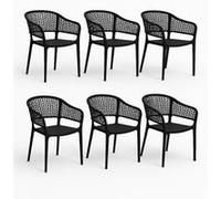 Chaises de Jardin Empilables 6 Pièces PEGANE - Résine Noire