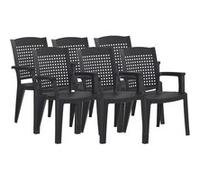 PEGANE Lot de 6 chaises de Jardin empilables en résine Coloris Gris - Longueur 59 x Profondeur 60 x Hauteur 87 cm