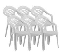 Pegane Lot de 6 chaises de jardin empilables - Blanc