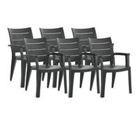 PEGANE Lot de 6 chaises de Jardin empilables en résine Coloris Gris - Longueur 59 x Profondeur 60 x Hauteur 90 cm