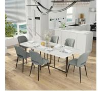 Lot de 6 Chaise salle à manger Velours - VIVOLILV - Chaises Siège en Velours en Gris - Pour Salle à Manger, Salon, Chambre