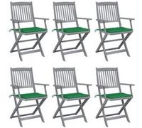 vidaXL Chaises de jardin pliantes 6 pièces avec coussin en bois massif d'acacia