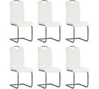 Vidaxl Chaises De Salle à manger Cantilever 6 Pcs Blanc Similicuir