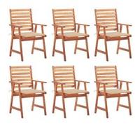 Lot de 6 chaise vidaxl exterieur empilable non pliable H. 92 cm en acacia beige Beige G