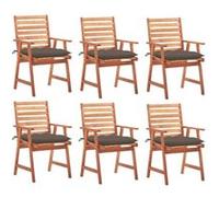 vidaXL Chaises à manger d'extérieur Lot de 6 avec coussins bois massif acacia marron