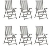 Lot de 6 chaise Vidaxl H. 111 cm empilable non pliable en acacia exterieur gris gris