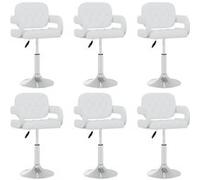 vidaXL Chaises pivotantes à manger lot de 6 blanc similicuir