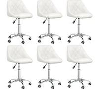 vidaXL Lot de 6 pivotantes - Blanc similicuir
