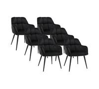 Lot de 6 chaises avec accoudoirs - Velours et métal - Noir - PEGA