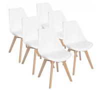 Lot de 6 chaises - Blanc - Scandinave - Pieds bois - Lot de 6 chaises style scandinave Catherina