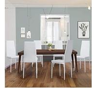 Lot de 6 Chaises Blanches Design Contemporain Nordique avec Pieds en Métal pour Salle à Manger