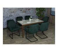 Mendler Chaises Cantilever HWC-G67 - Tissu/Textile Oeko-Tex MVG Vert - Lot de 6