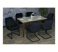 Mendler Lot de 6 chaises Cantilever HWC-G67 Tissu/Textile Oeko-Tex MVG Bleu-Anthracite