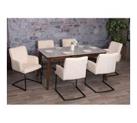 Mendler Lot de 6 chaises Cantilever HWC-N60 Öko-Tex MVG crème-Beige