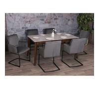 Lot de 6 chaises cantilever HWC-N60, chaise de salle à manger, chaise de cuisine, tissu/textile Öko-Tex MVG gris foncé