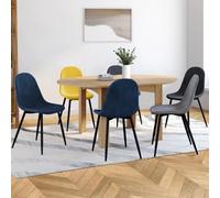 Lot de 6 chaises dali en velours mix color bleu, gris foncé, gris clair et jaune