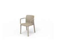 Lot de 6 chaises de jardin avec accoudoirs coloris Taupe - Longueur 58 x Profondeur 53 x Hauteur 77 cm