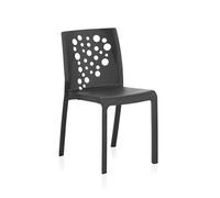 Lot de 6 chaises de jardin empilables en resine coloris anthracite - Longueur 48 x Profondeur 54 x Hauteur 81 cm --