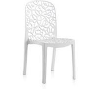 Pegane Lot de 6 chaises de jardin empilables - Blanc
