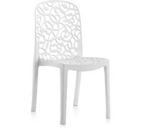 Lot de 6 chaises de jardin empilables en résine coloris blanc - Longueur 47 x Profondeur 50 x Hauteur 87 cm
