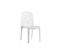 Lot de 6 chaises de jardin empilables en resine coloris blanc - Longueur 47 x Profondeur 50 x Hauteur 87 cm --