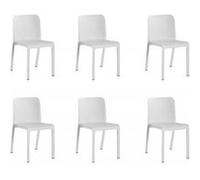 PEGANE Lot de 6 chaises de Jardin empilables en résine Coloris Blanc - Longueur 48 x Profondeur 53 x Hauteur 80 cm