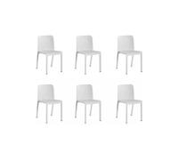 Lot de 6 chaises de jardin empilables en resine coloris blanc - Longueur 48 x Profondeur 53 x Hauteur 80 cm --